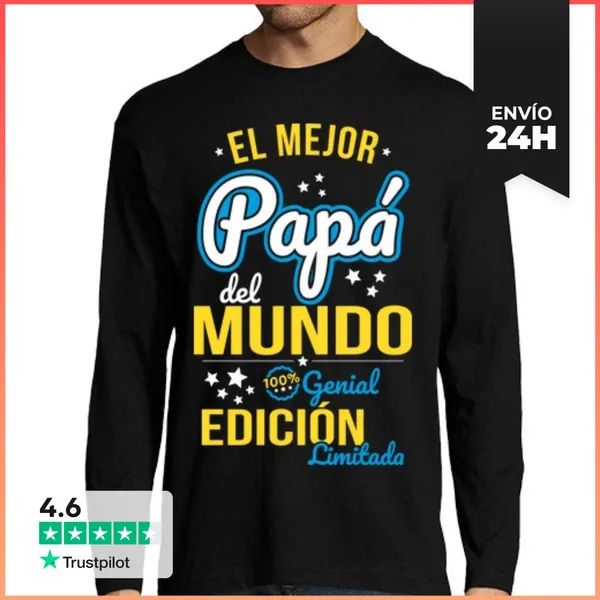 Camiseta Hombre Manga Larga El Mejor Papá Del Mundo LaTostadora