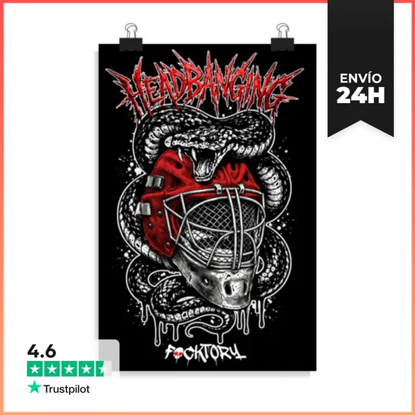 Póster Vertical Headbanging Hockey LaTostadora
