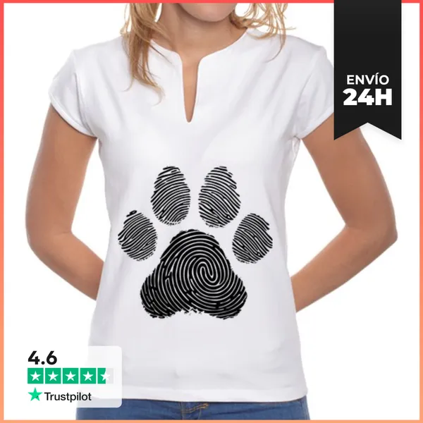 Camiseta Mujer Cuello Mao Dueño De Perro Pasión Por Los Perros