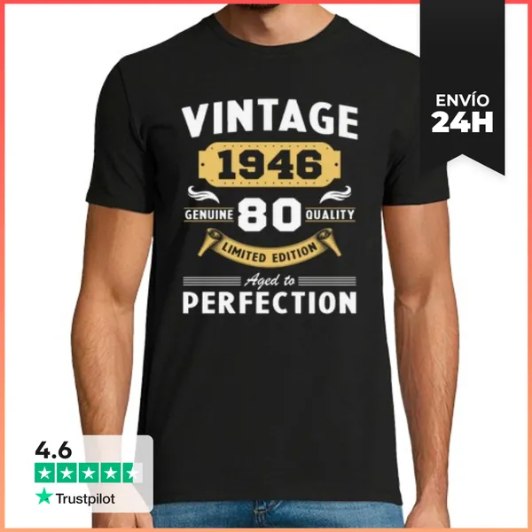 Camiseta Hombre Clásica 40 Cumpleaños 40 Años Vintage 1946