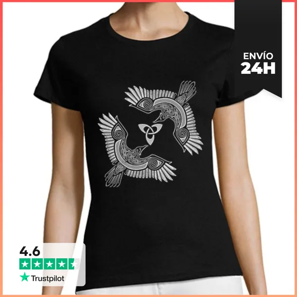 Camiseta Mujer Clásica Cuervos Vikingos Cromo LaTostadora