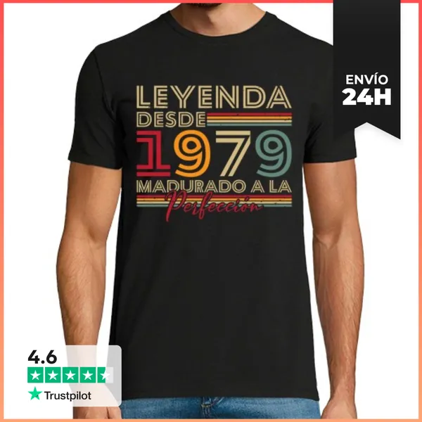 Camiseta Hombre Clásica Leyenda Desde 1979 Vintage Cumpleaños