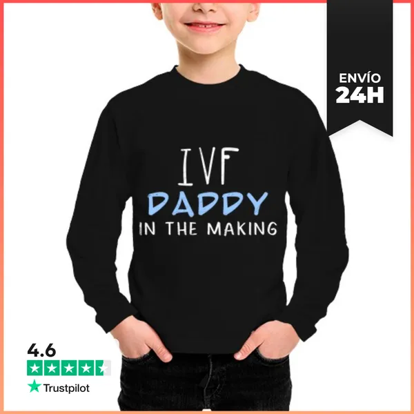 Camiseta Manga Larga Para Niños Papá En Camino De IVF Mamá Con
