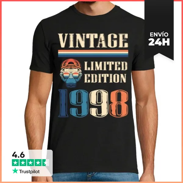 Camiseta Hombre Clásica Camiseta Vintage 1998 - Edición Limitada