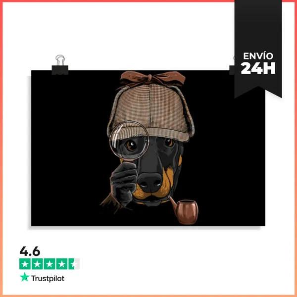 Póster Horizontal Dóberman Detective Amante De Los Perros