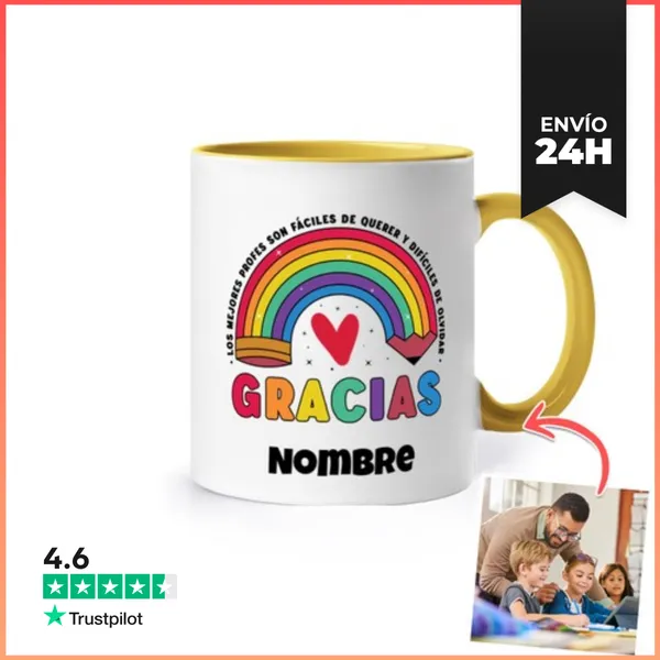 Taza De Colores Taza Los Profes Son Fáciles De Querer Con Foto Y