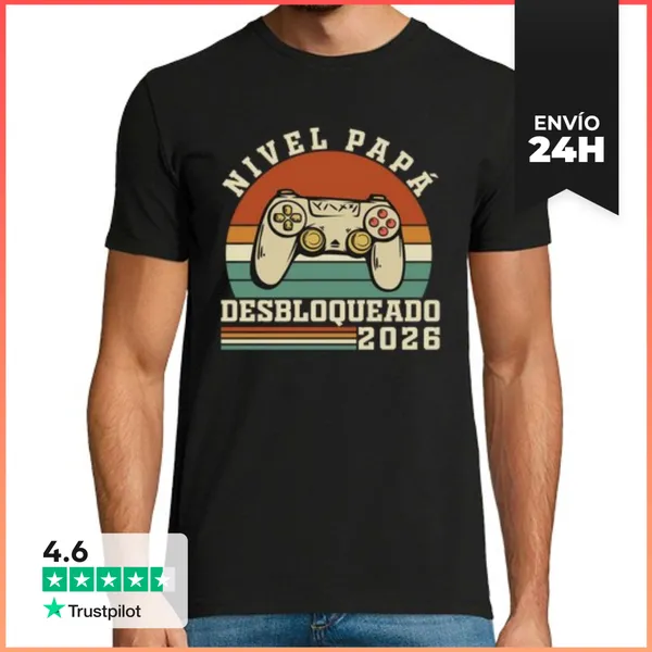 Camiseta Hombre Clásica Hombre Nivel Papa 2026 Desbloqueado Papa