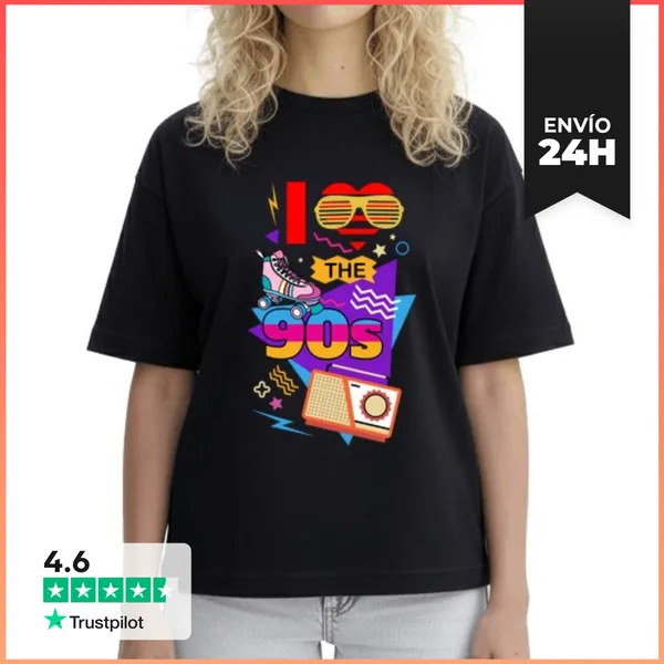 Camiseta Mujer Boxy I Love The Nineties I Love The 90s Party