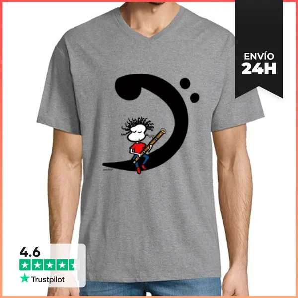 Camiseta Hombre, Cuello Pico Bassoon Life LaTostadora