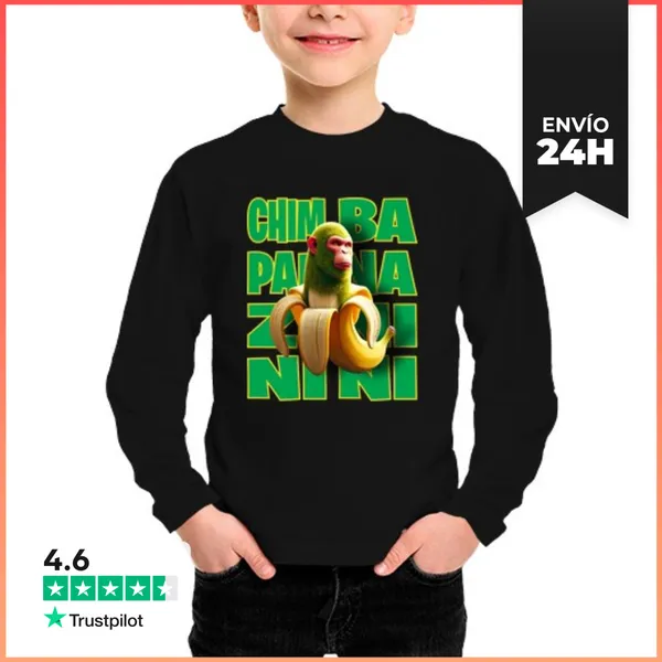 Camiseta Manga Larga Para Niños Chimpanzini Bananini LaTostadora