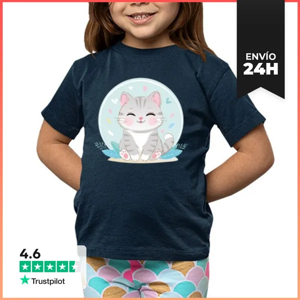 Camiseta Clásica Para Niños Gato Kawaii LaTostadora