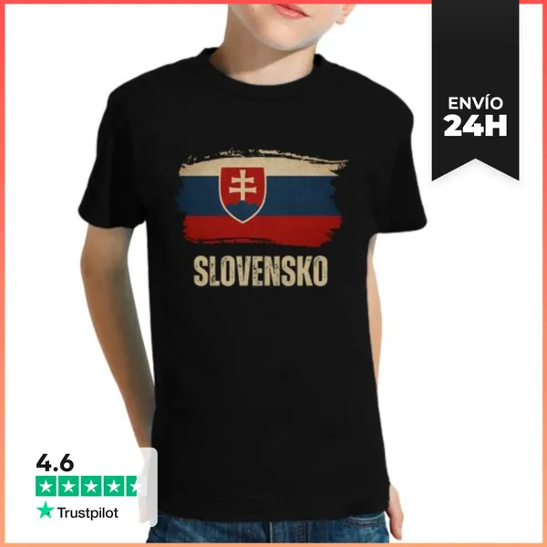Camiseta Clásica Para Niños Bandera De Eslovaquia Vintage Grunge