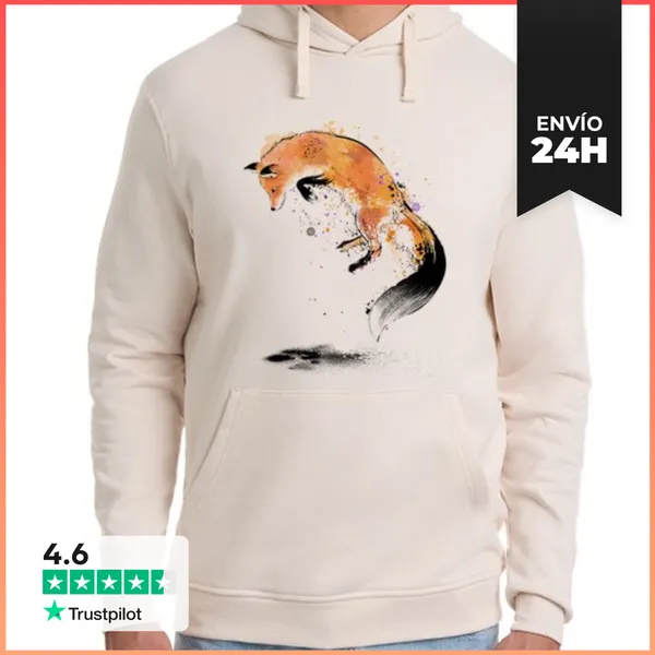 Sudadera Unisex Con Capucha Red Fox Jumping Into Snow LaTostadora