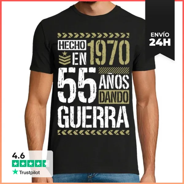 Camiseta Hombre Clásica 55 Cumpleaños Hecho En 1970 55 Años Dando