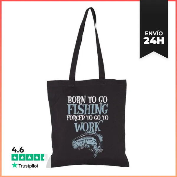 Bolsa De Tela Nacido Para Pescar Trabajo Forzado Divertido Pez