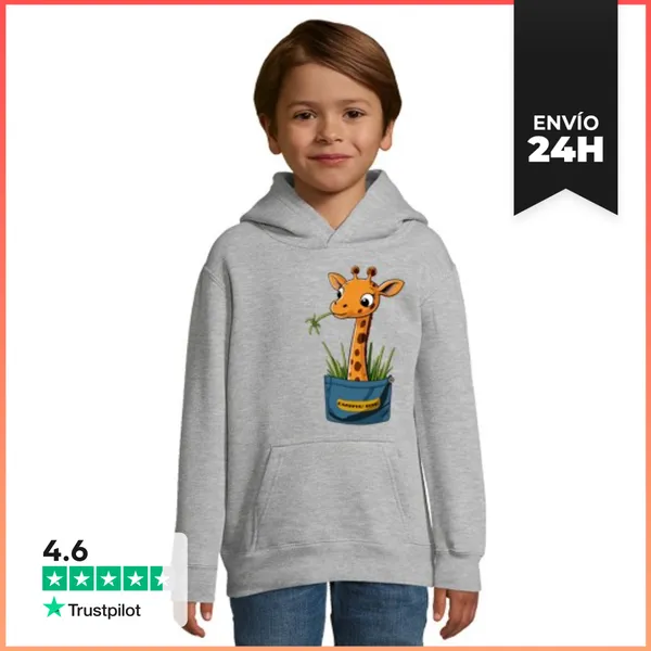 Sudadera Para Niños Con Capucha Jirafa De Bolsillo Salvaje