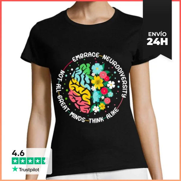 Camiseta Mujer Clásica Abrazar La Neurodiversidad Cerebro Conc