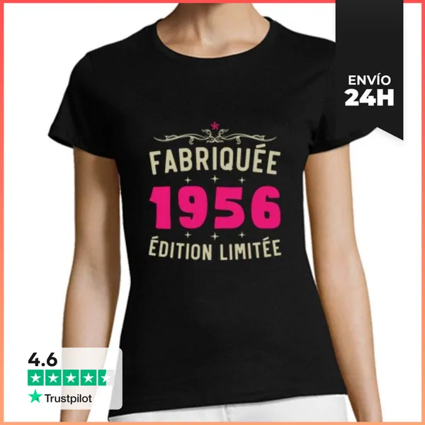 Camiseta Mujer Clásica 70 Años 1956 Mujer Vintage Regalo