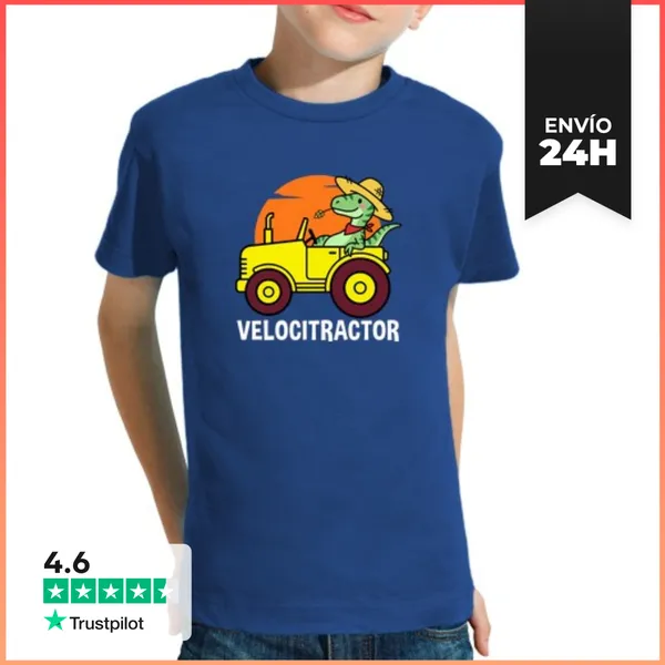 Camiseta Clásica Para Niños Camiseta Velocitractor Dinosaurio En