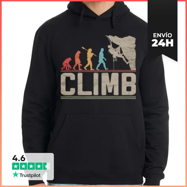 Sudadera Unisex Con Capucha Escalar Evolución Escalada Escalador