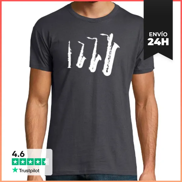 Camiseta Hombre Clásica Familia Saxofón Blanco LaTostadora