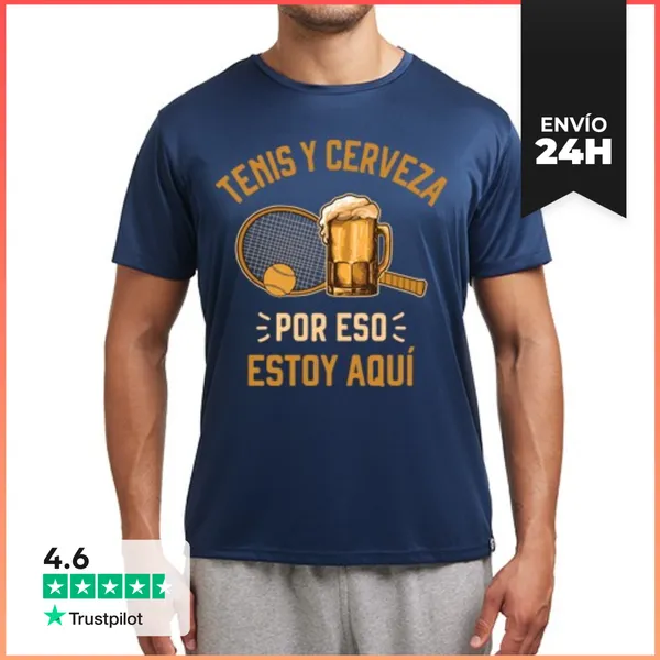 Camiseta Deportiva Hombre Tenis Y Cerveza Tennis Para Tenista