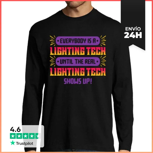 Camiseta Hombre Manga Larga Técnico De Iluminación Técnico De