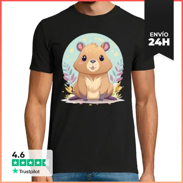 Camiseta Hombre Clásica Capibara Kawaii LaTostadora