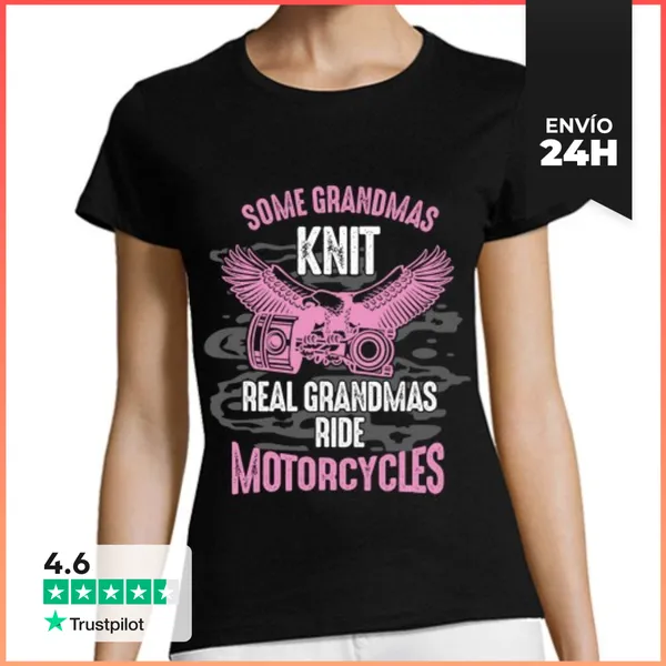 Camiseta Mujer Clásica Abuela Motociclista Automovilista