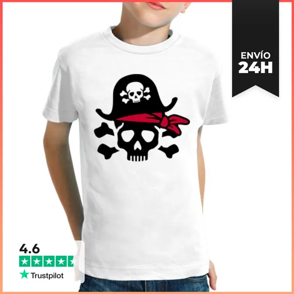 Camiseta Clásica Para Niños Cráneo Del Pirata LaTostadora