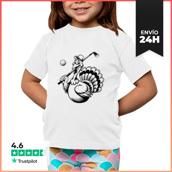 Camiseta Clásica Para Niños Pavo Jugando Golf Día De Acción De
