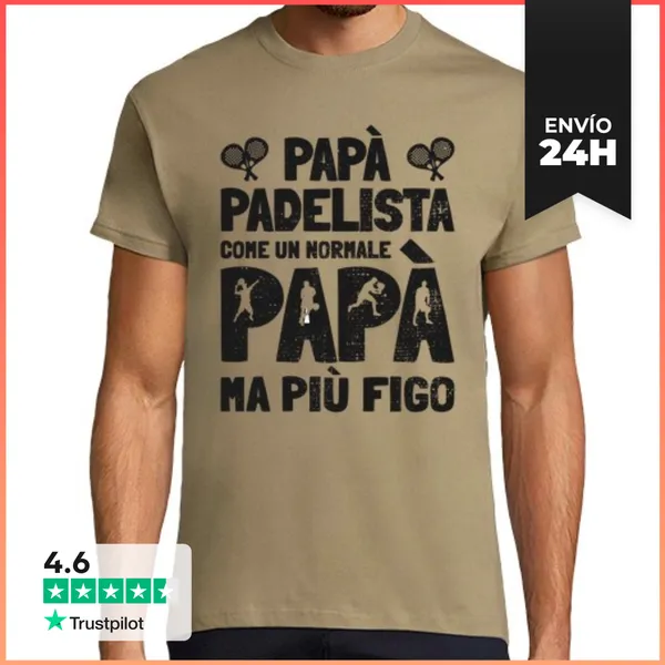 Camiseta Hombre Clásica Papi Padel Padel Divertido LaTostadora
