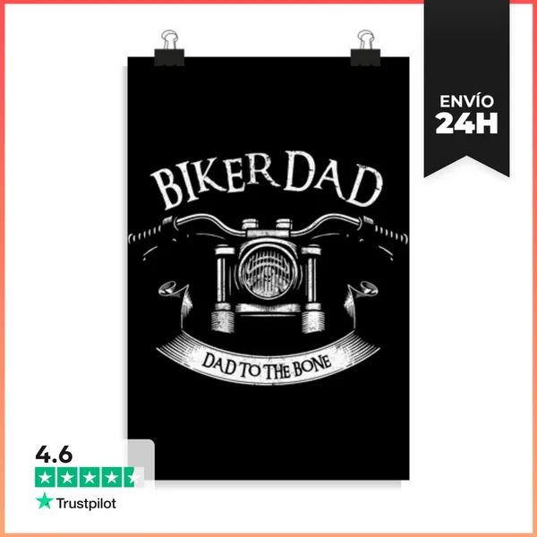 Póster Vertical Papá Motero Papá Motociclista Hasta Los Huesos