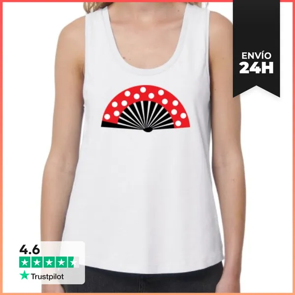 Camiseta Mujer Sin Mangas, Loose Fit ABANICO LUNARES LaTostadora