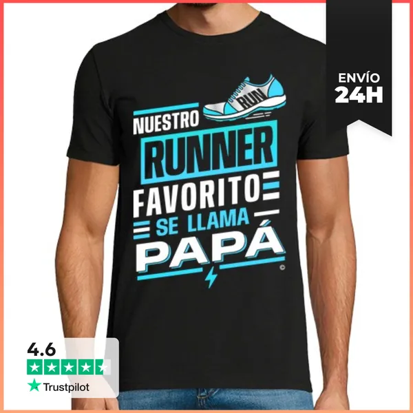 Camiseta Hombre Clásica Nuestro Runner Favorito Se Llama Papá