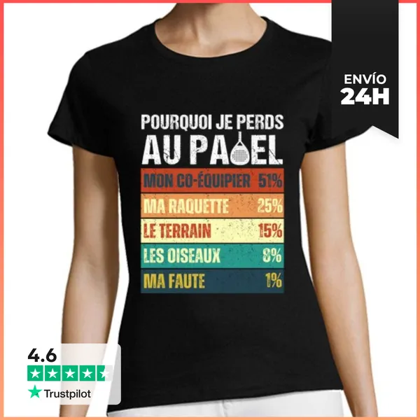 Camiseta Mujer Clásica Por Qué Pierdo En Padel Humor Vintage