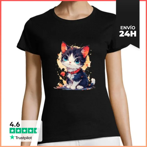 Camiseta Mujer Clásica Regalo Para Los Amantes De Los Gatos