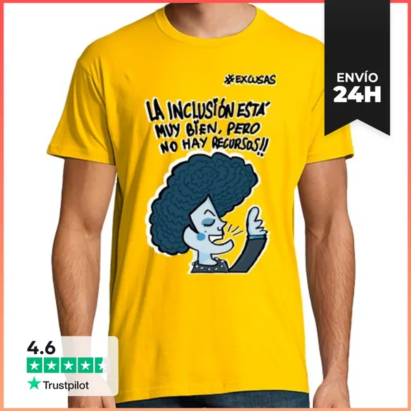 Camiseta Hombre Clásica Excusa 3 - Hombre, Manga Corta, Amarillo