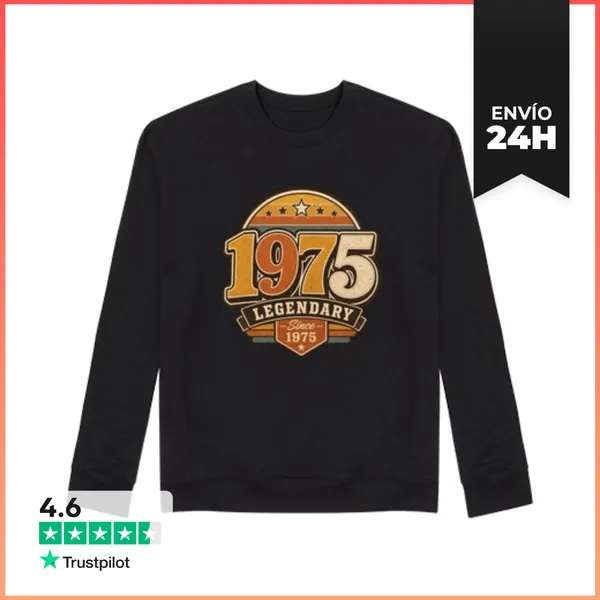 Sudadera Unisex Vintage 1975 Legendary, Original, Retro Classic