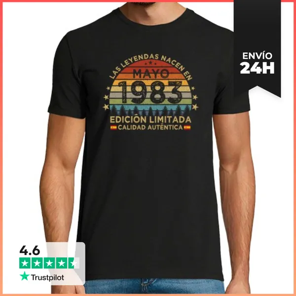 Camiseta Hombre Clásica Las Leyendas Nacen En Mayo 1983 Vintage