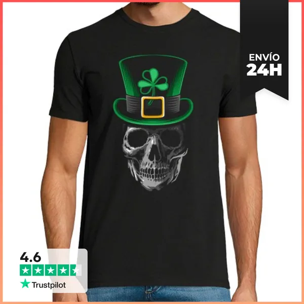 Camiseta Hombre Clásica St Patrick Skull LaTostadora