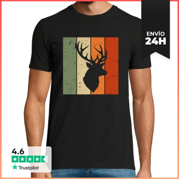 Camiseta Hombre Clásica Amante De Caza De Ciervos Vintage Retro