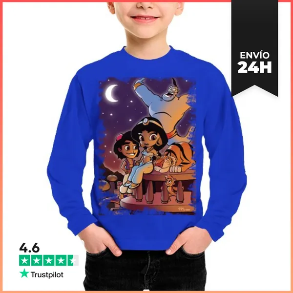 Camiseta Manga Larga Para Niños Tres Deseos LaTostadora