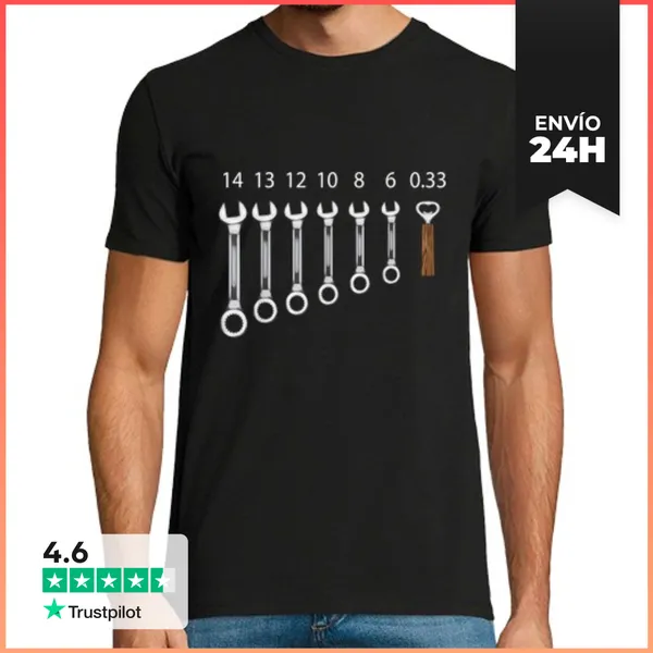 Camiseta Hombre Clásica Llaves Mecánico Abridor Cerveza Humor
