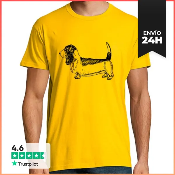 Camiseta Hombre Clásica Basset Hound LaTostadora