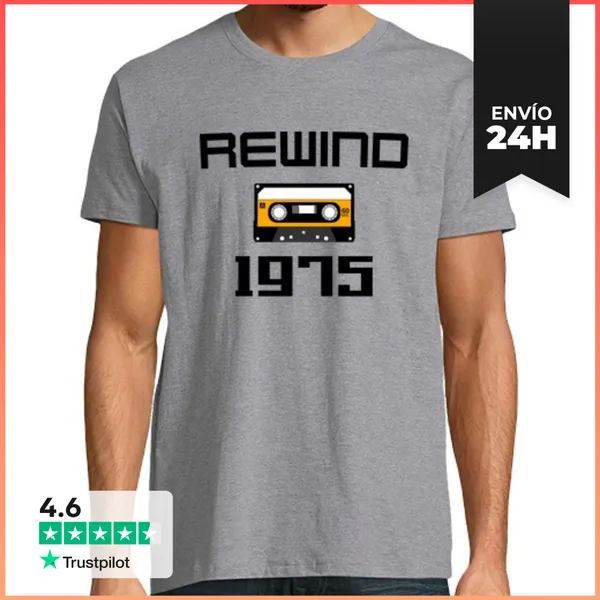 Camiseta Hombre Clásica Rebobinar 1975 LaTostadora