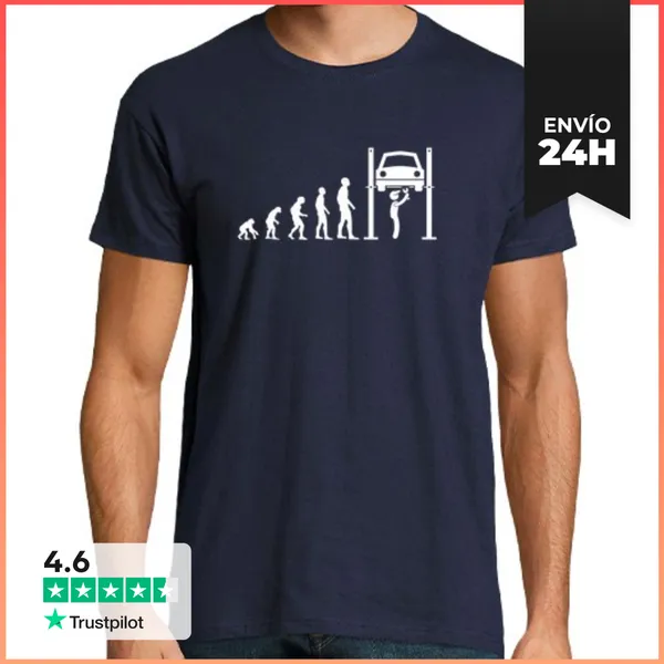 Camiseta Hombre Clásica Evolución Mecánica Mecánica Humor