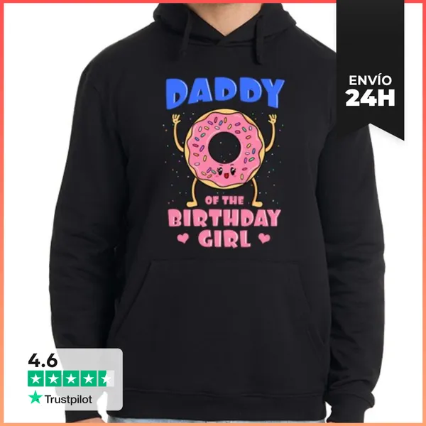 Sudadera Unisex Con Capucha Papá De La Niña De Cumpleaños Dona