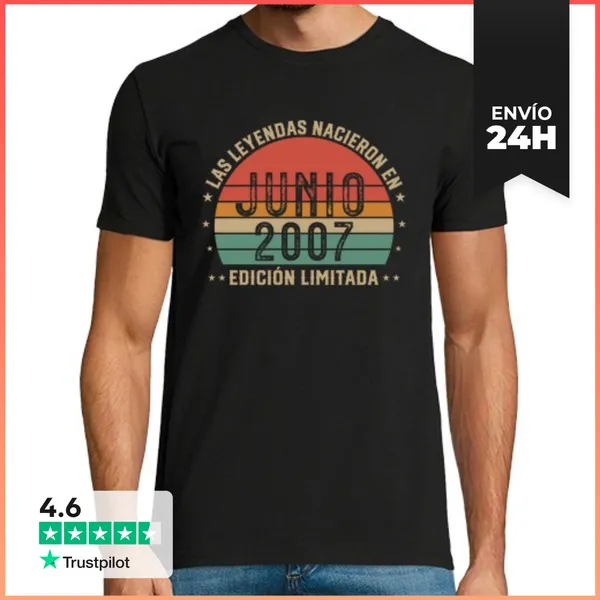 Camiseta Hombre Clásica Junio 2007 Vintage Regalo Aniversario