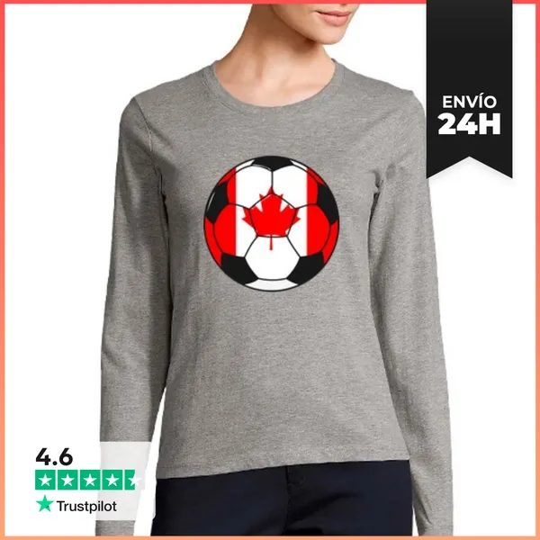 Camiseta Mujer Manga Larga Equipo De Fútbol Canadá LaTostadora